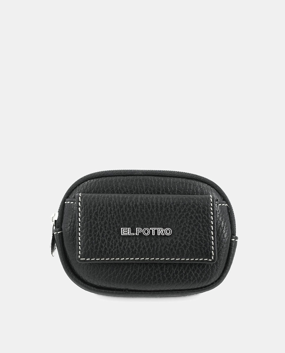 Черный кожаный кошелек для карт на молнии El Potro, черный портативная дамская сумочка с двойной молнией миниатюрный кошелек из воловьей кожи декоративный бумажник с бахромой 8 цветов на выбор