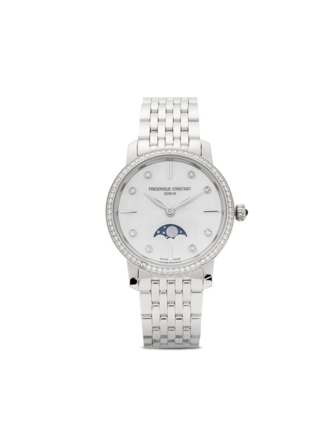 

Наручные часы Classics Slimline Ladies Moonphase 30 мм Frederique Constant, серебряный