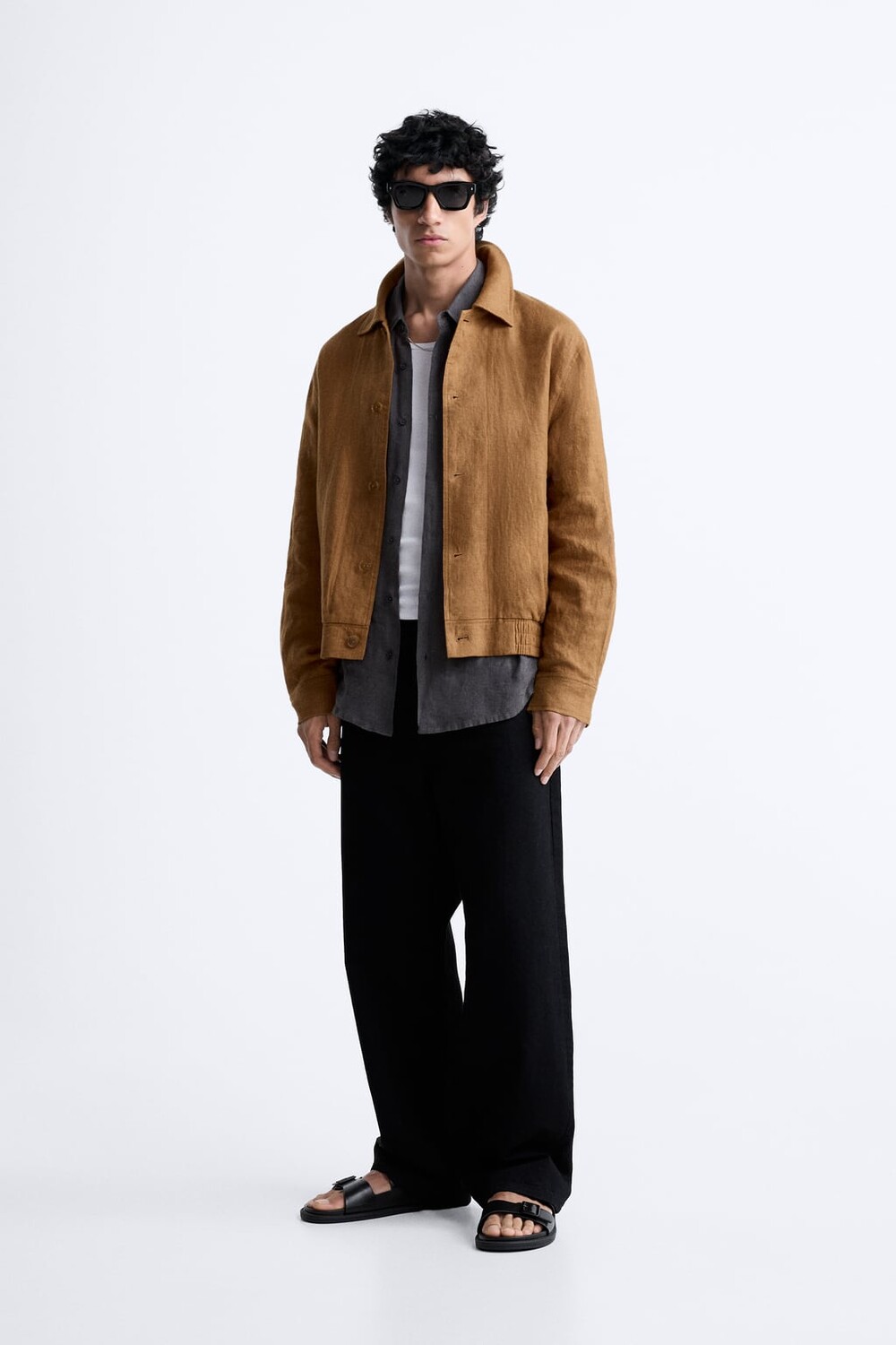 

Куртка из 100% льна ZARA, Коричневый