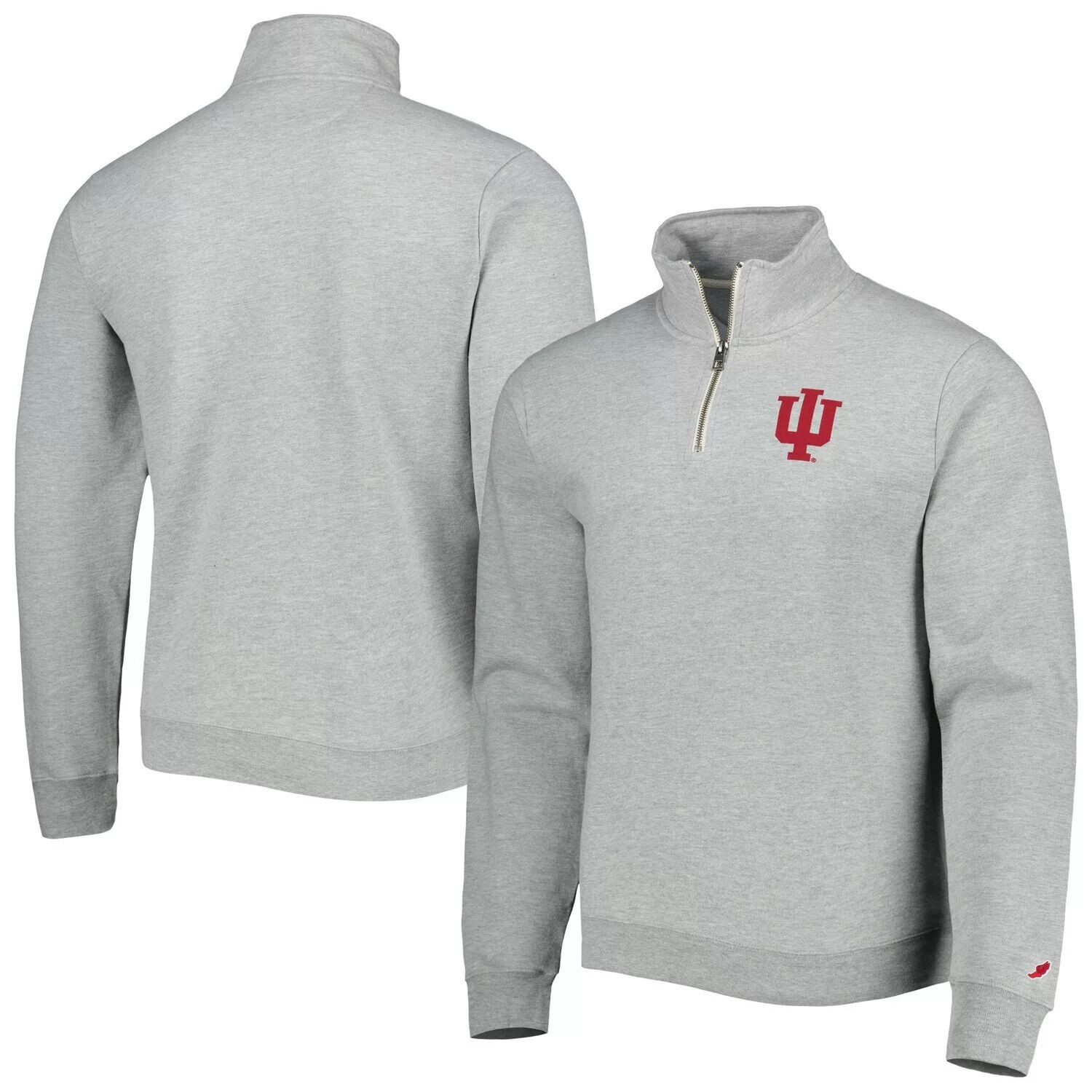 

Мужской флисовый свитшот с молнией четверти цвета Heather Grey Indiana Hoosiers Stack Essential