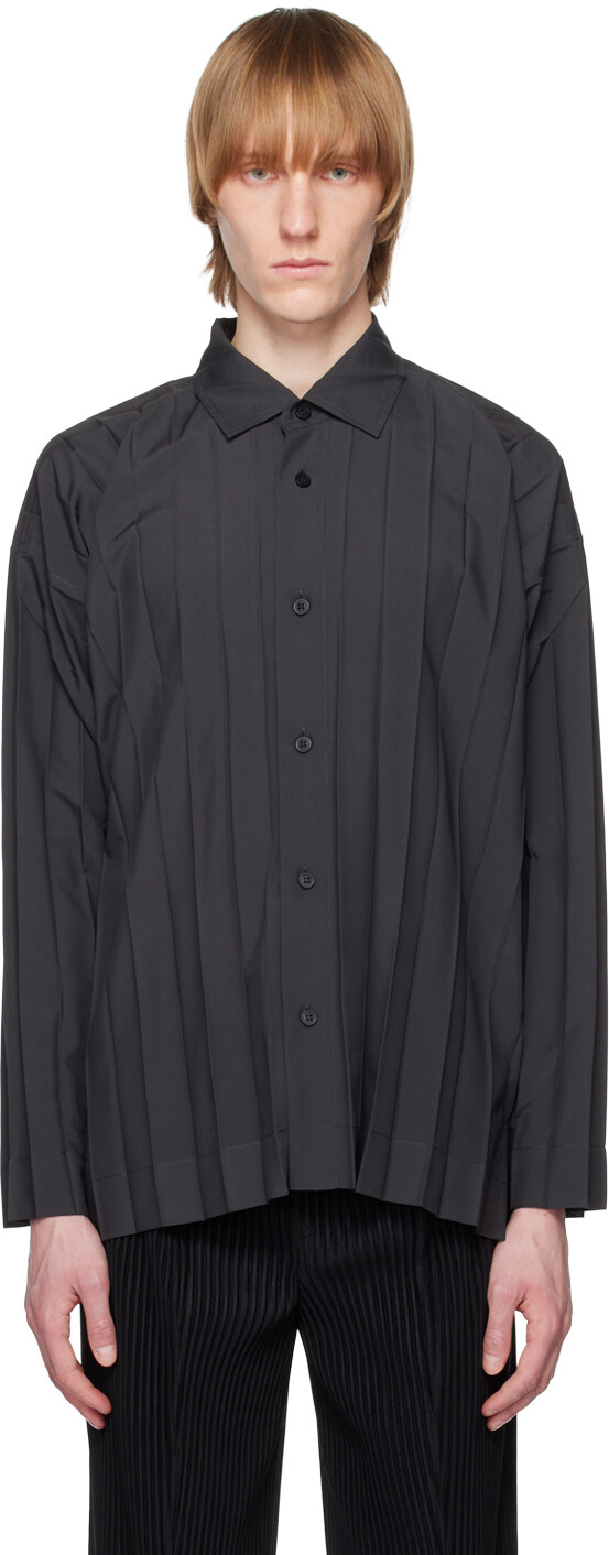

Серая рубашка с краями JP Homme Plisse Issey Miyake