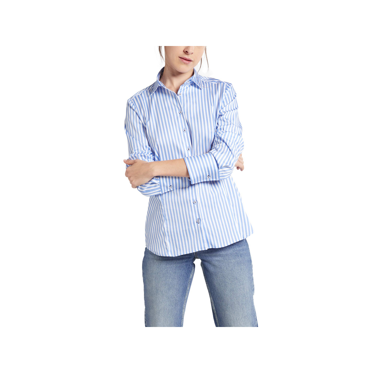 Блуза Eterna n & Hemden, цвет mittel-blau