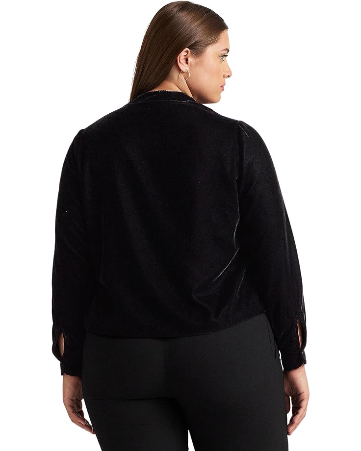 Блуза LAUREN Ralph Lauren Plus-Size Pleated Velvet Surplice Blouse, цвет Black Velvet