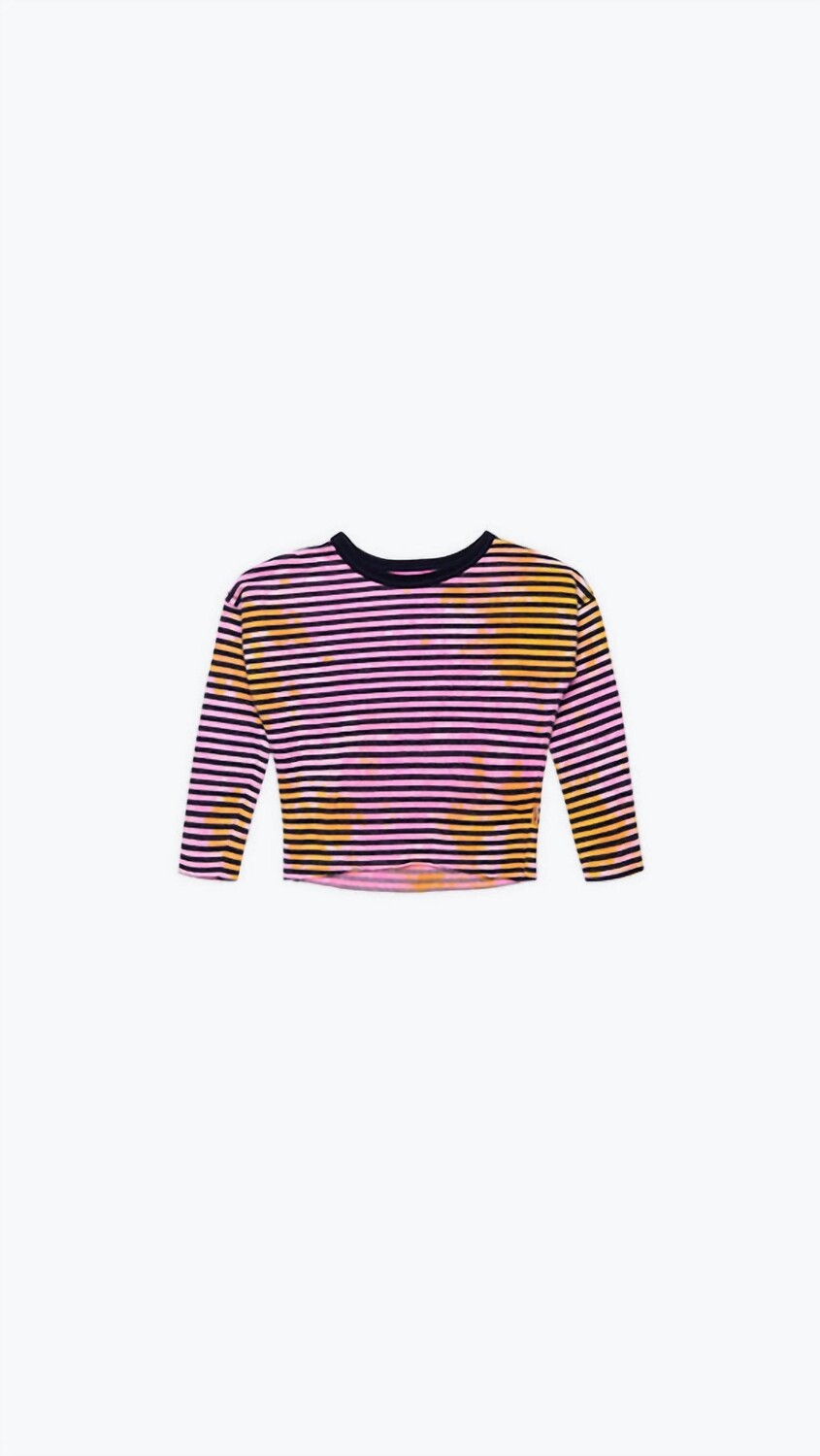 

Девочки — рубашка с круглым вырезом L/s Raw Edge в розовую/темно-синюю полоску t2love