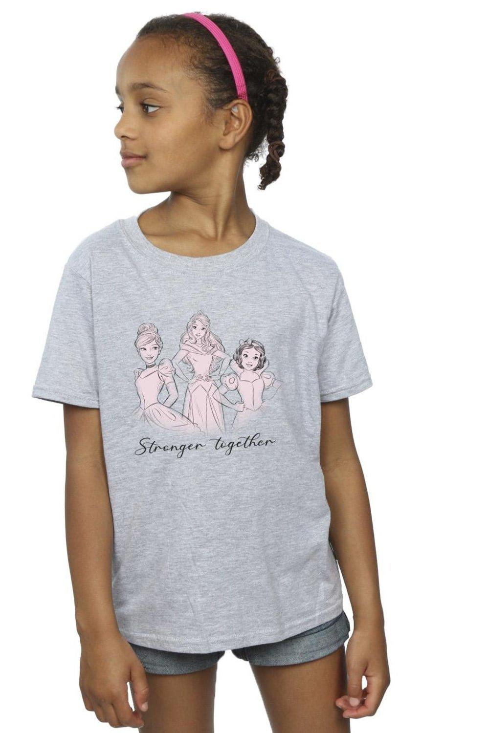 Хлопковая футболка Princesses Stronger Together Disney, серый