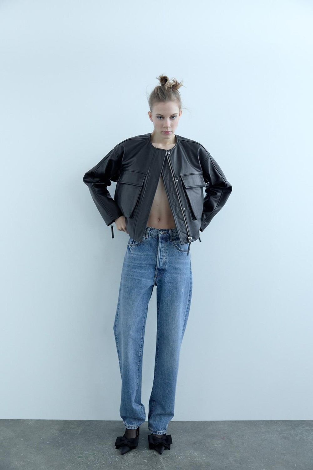 

Туфли на высоких каблуках с лантом ZARA, черный