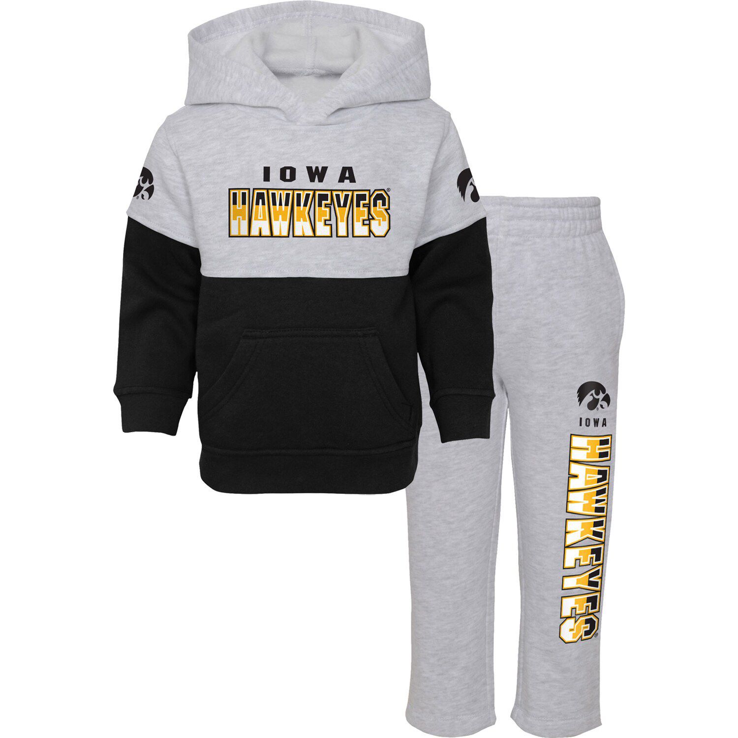 цена Комплект из пуловера с капюшоном и брюк Iowa Hawkeyes Playmaker для малышей, серый/черный Outerstuff