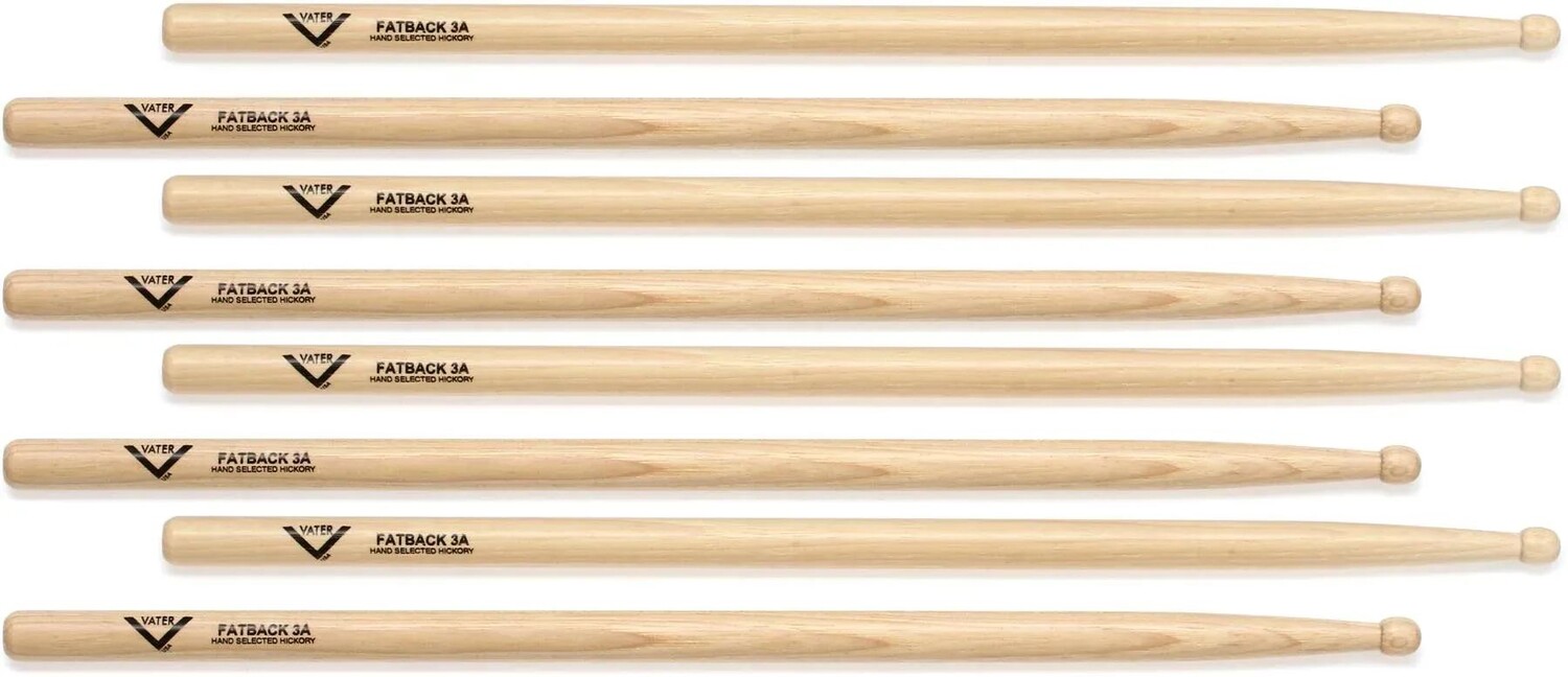 

Барабанные палочки Vater Hickory, 4 шт., Fatback 3A, деревянный наконечник