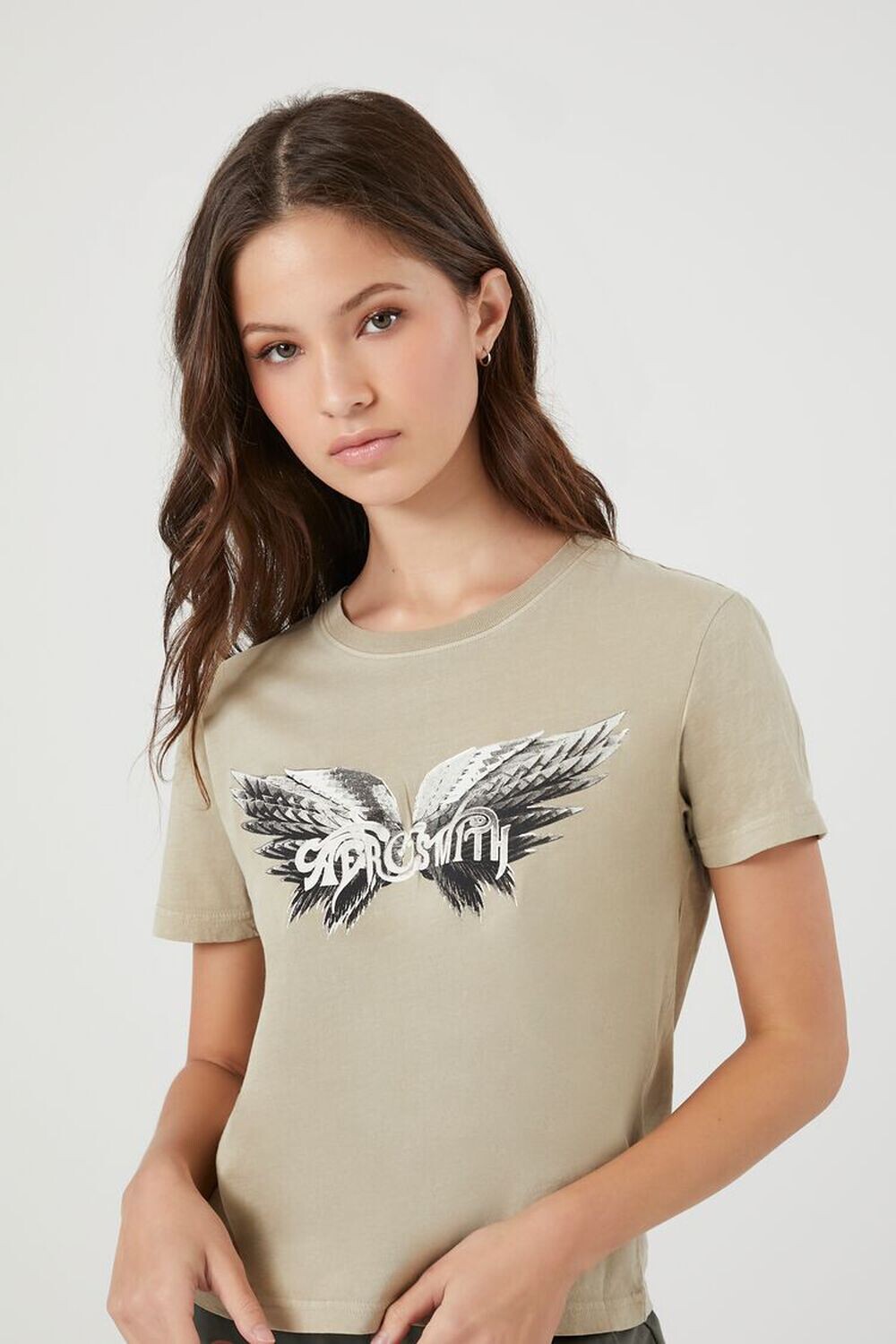 

Детская футболка с рисунком Aerosmith Forever 21, серо-коричневый