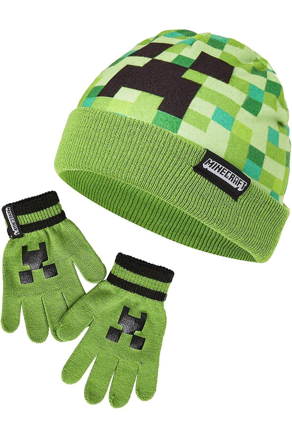 Зеленая шляпа и перчатки Minecraft, зеленый paladone светильник minecraft creeper sway light