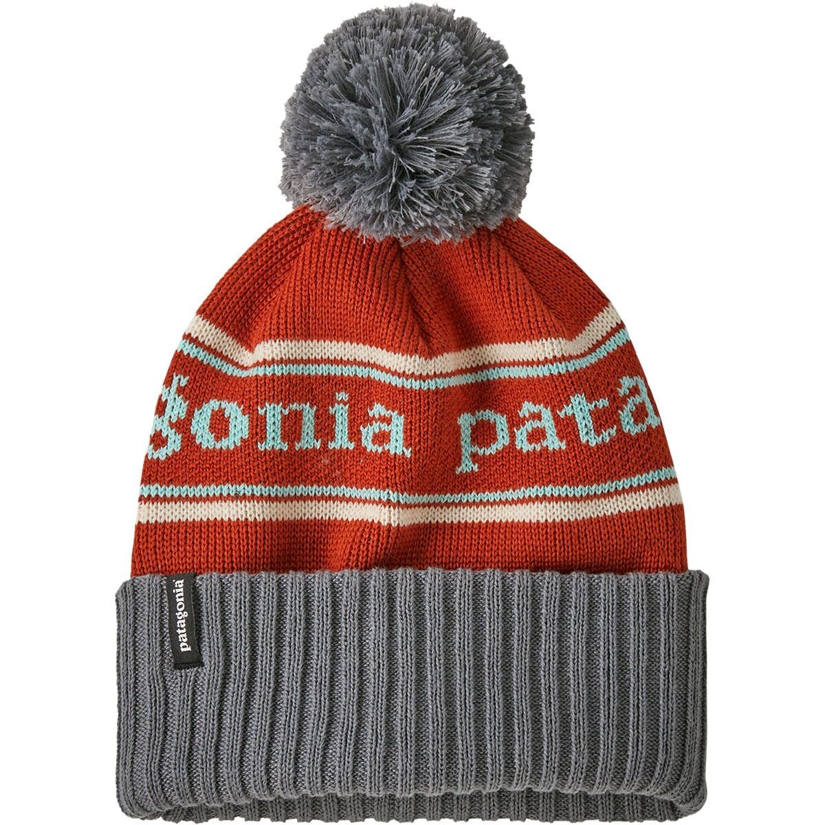 Шапка-бини powder town с помпоном - детская Patagonia, цвет park stripe: burl red