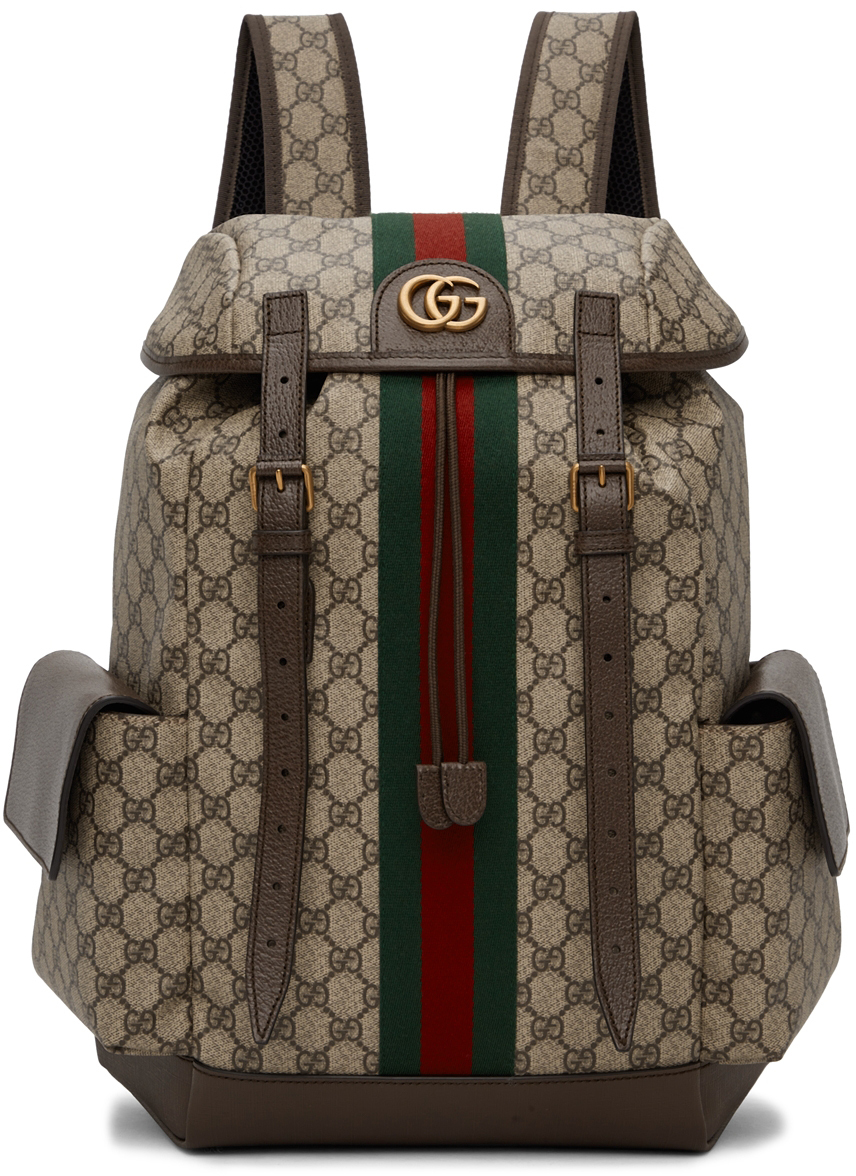 

Коричневый рюкзак Ophidia среднего размера с узором GG Gucci