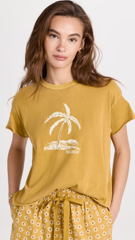 

Футболка THE GREAT. The Crop Tee with Island Palm Graphic