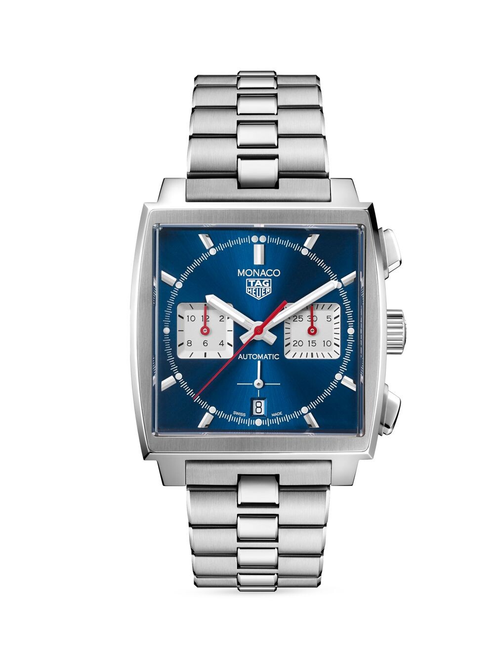 

Часы с хронографом Monaco из нержавеющей стали/39 мм TAG Heuer, серебряный