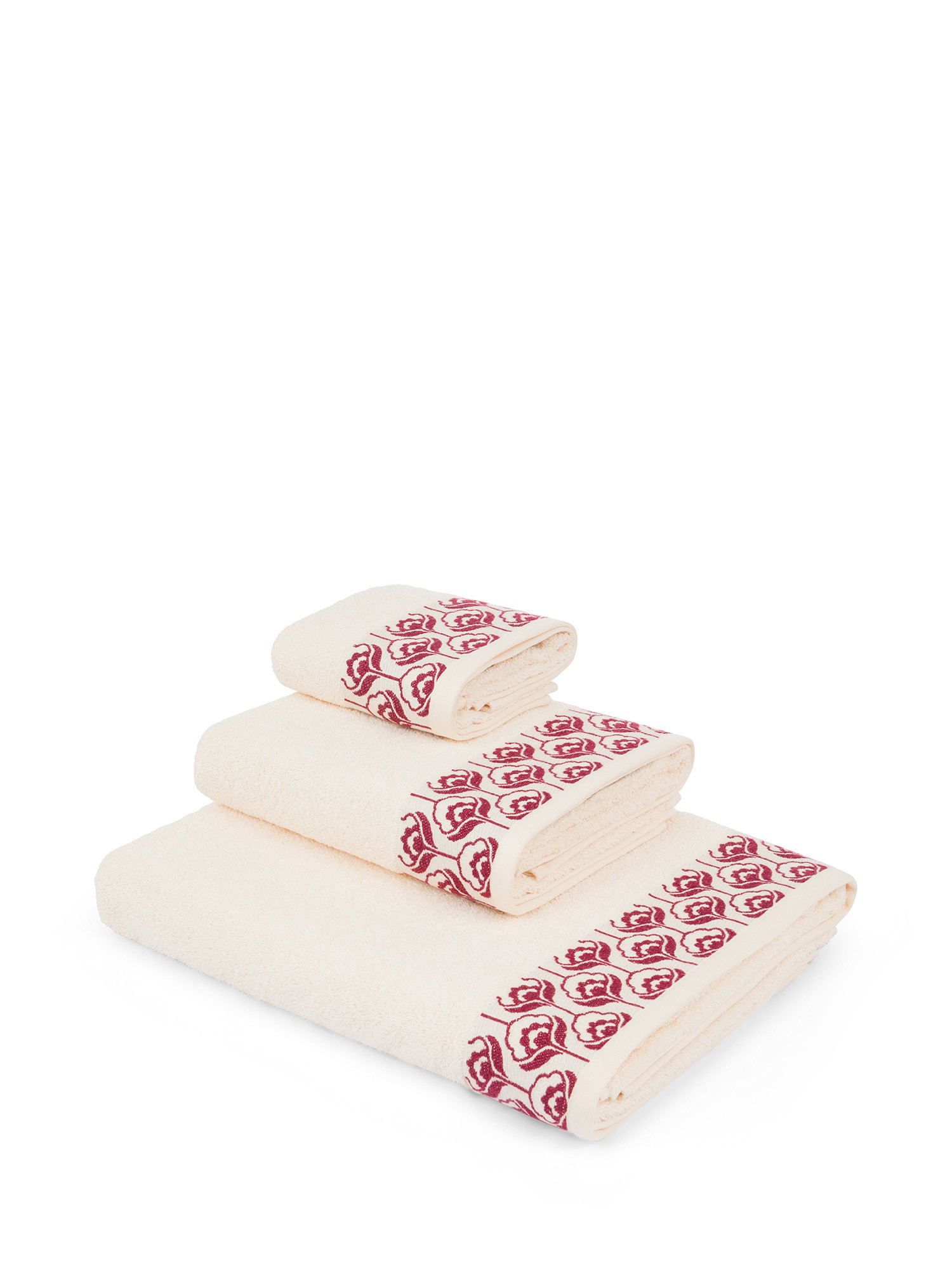 Хлопковое махровое полотенце с цветочным мотивом Coincasa, светло-бежевый