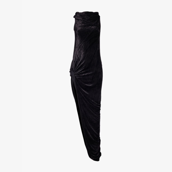 

Асимметричное велюровое платье с драпировкой Lola Rick Owens Lillies, черный