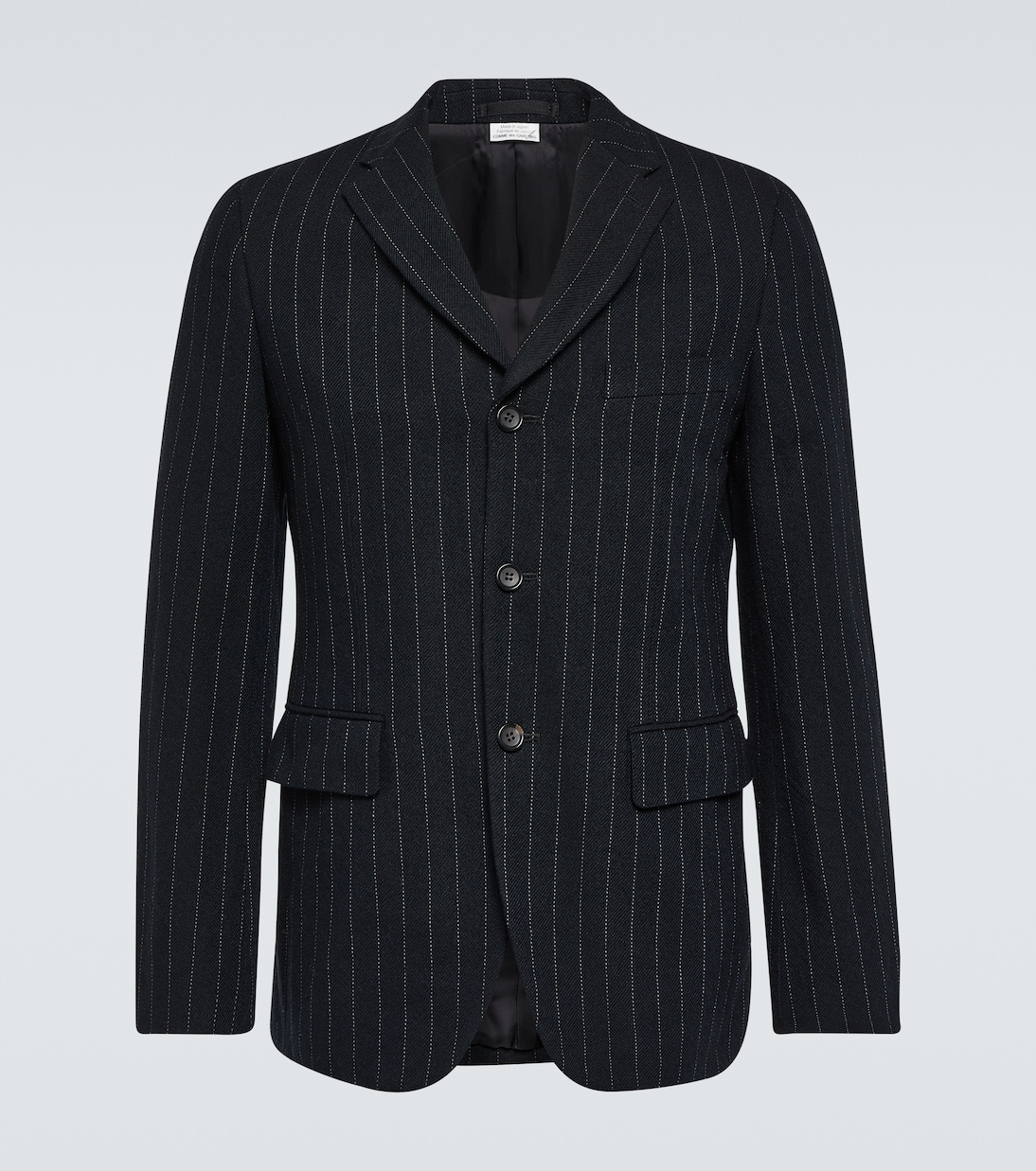 Однобортный пиджак в меловую полоску Comme Des Garçons Homme Deux, черный