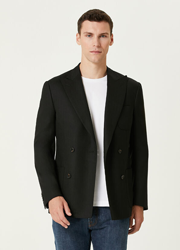 

Двубортный жакет из шерсти стрейч. Corneliani, черный