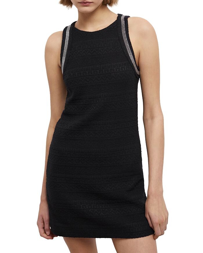 

Платье с геометрическим узором и отделкой цепочками The Kooples