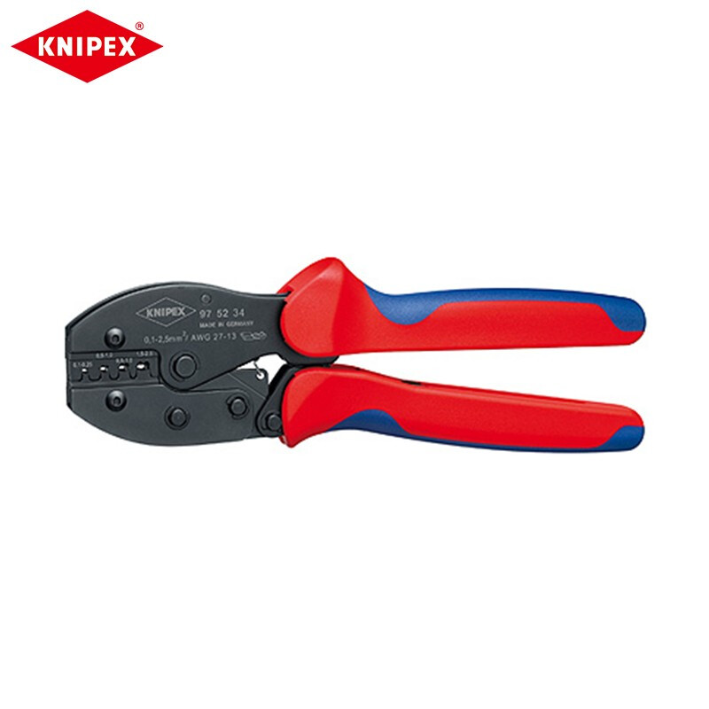 KNIPEX экономичные обжимные клещи с храповым механизмом, обжимные клещи для клемм, клещи для холодного прессования, голые клеммы 97 52 34 по индивидуальному заказу (срок поставки 4-8 недель)