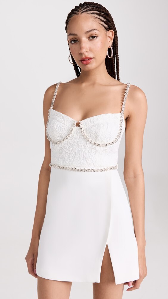 

Платье мини Self Portrait White Lace Bodice, белый