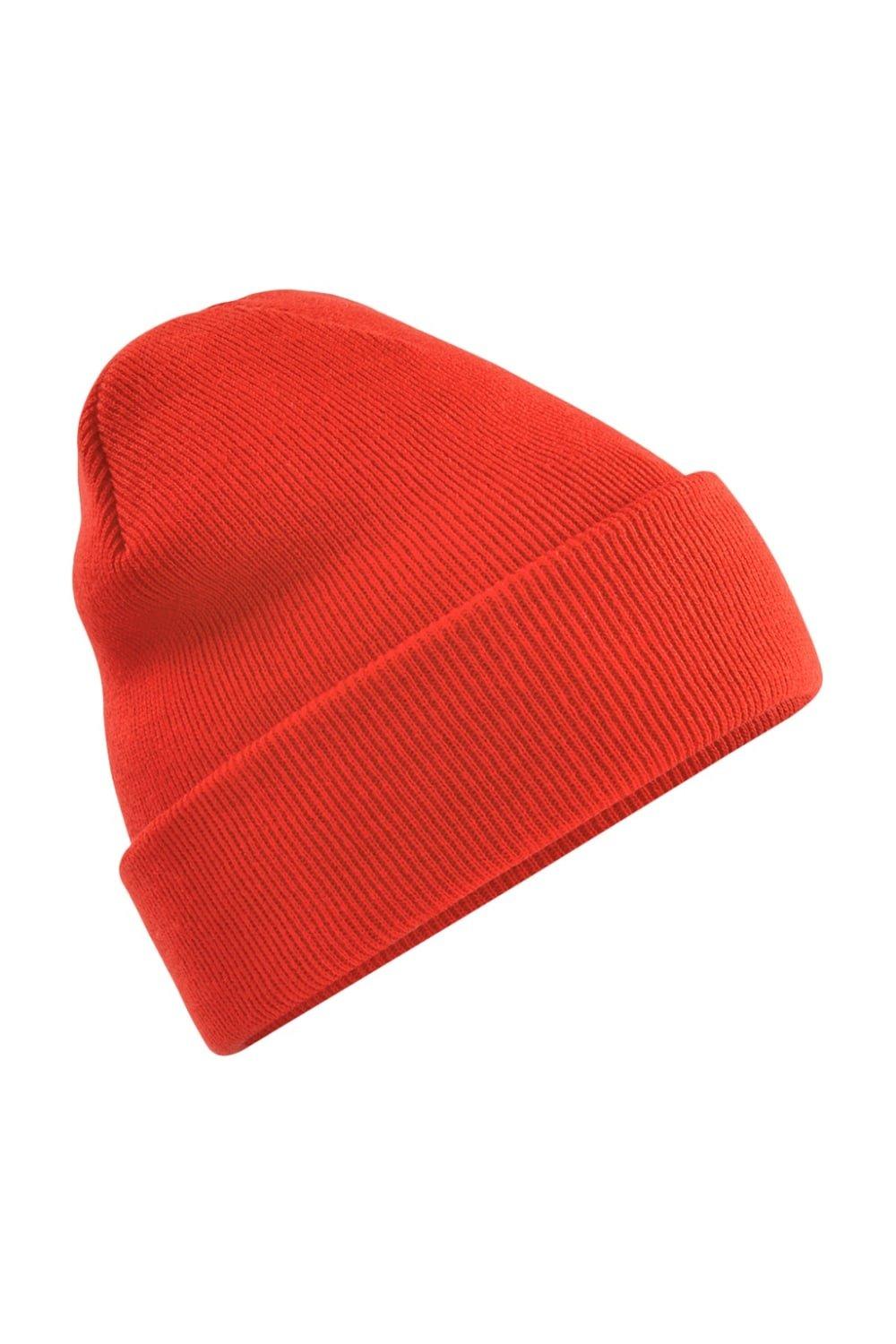 Оригинальная зимняя шапка-бини с манжетами Beechfield, красный шапка ушанка зимняя р58 цв лес трикотаж мембрана ут и мех