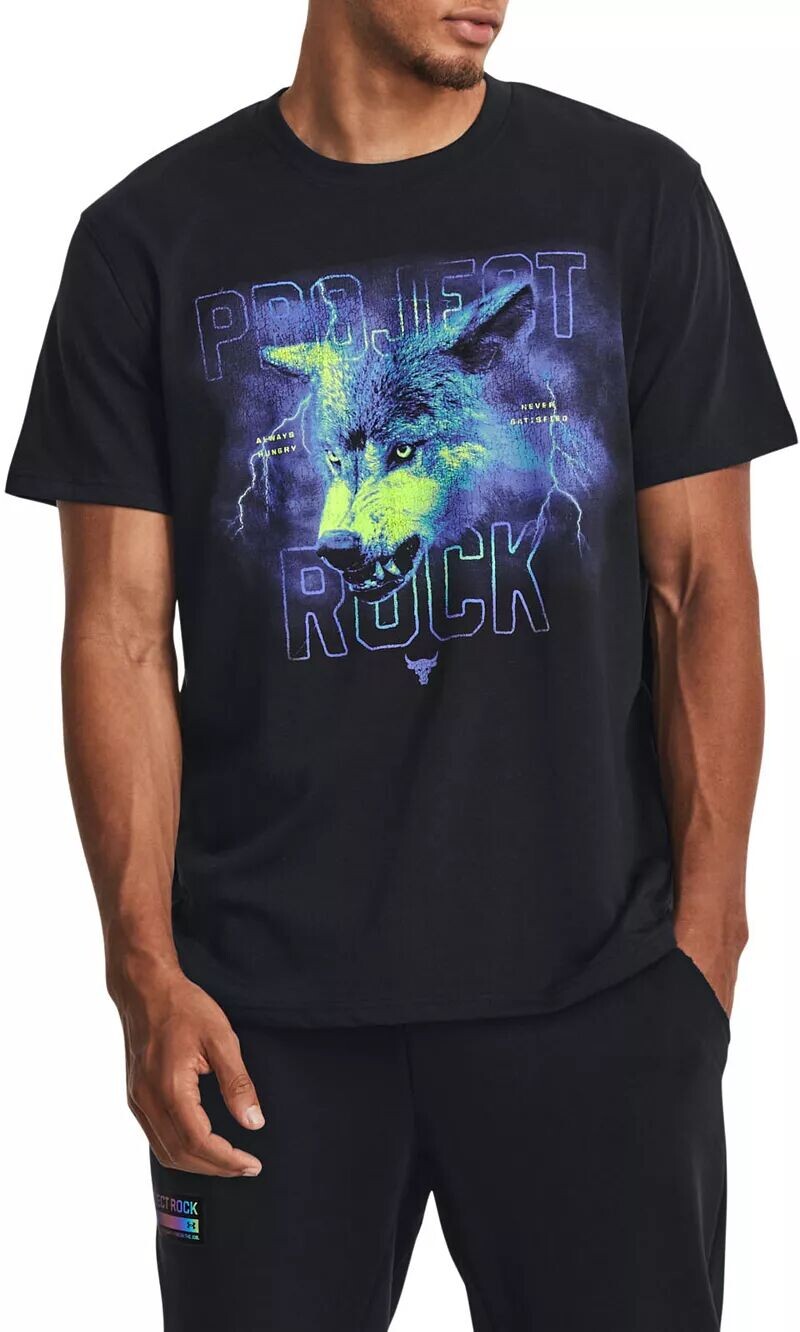 

Мужская футболка тяжеловеса Under Armour Project Rock Wolf, черный