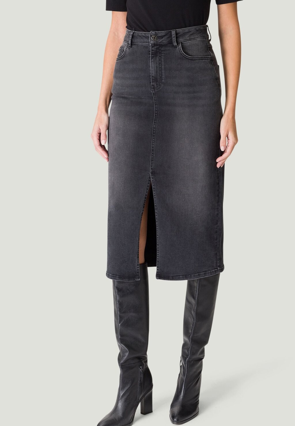 

Юбка А-силуэта MIT SCHLITZ zero, цвет black denim