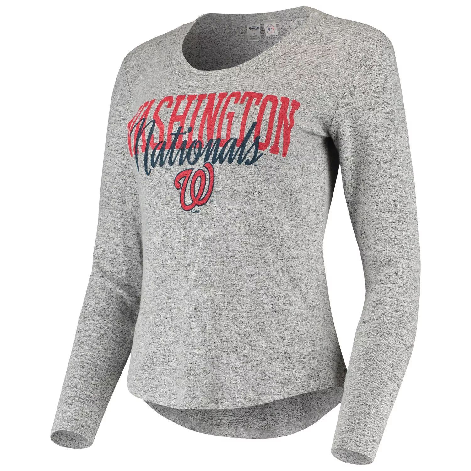 Женская серая футболка Concepts Sport с длинными рукавами Washington Nationals Tri-Blend