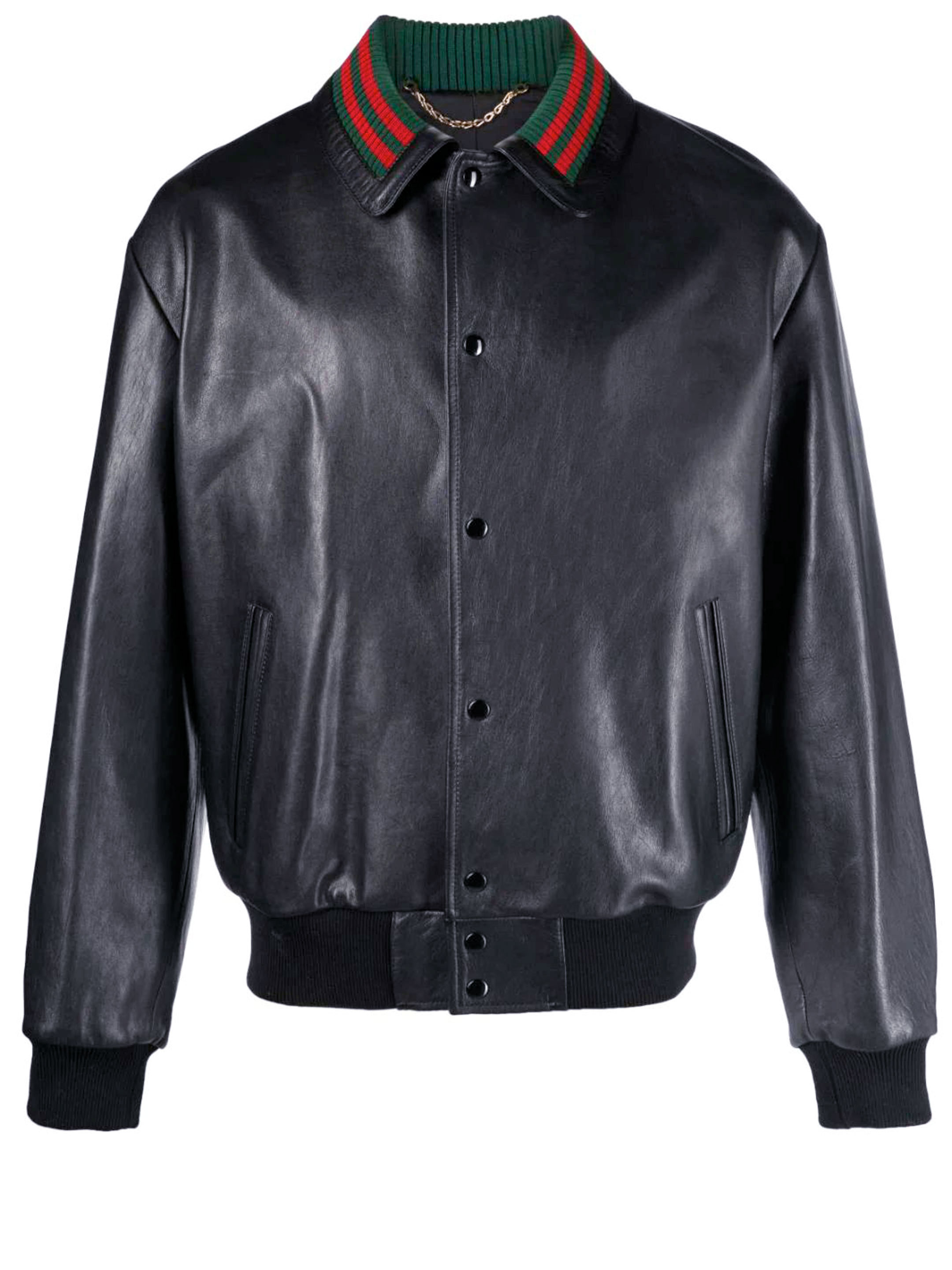 Куртка Gucci Black leather bomber, черный