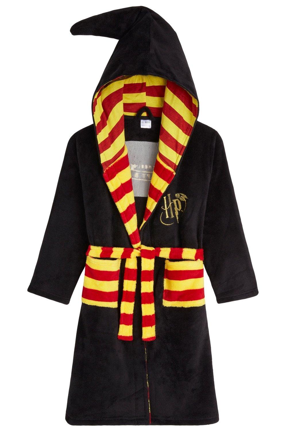 Пышный халат с капюшоном Harry Potter, черный сумка гарри поттер герб гриффиндора белая текстиль 40х34 cb002