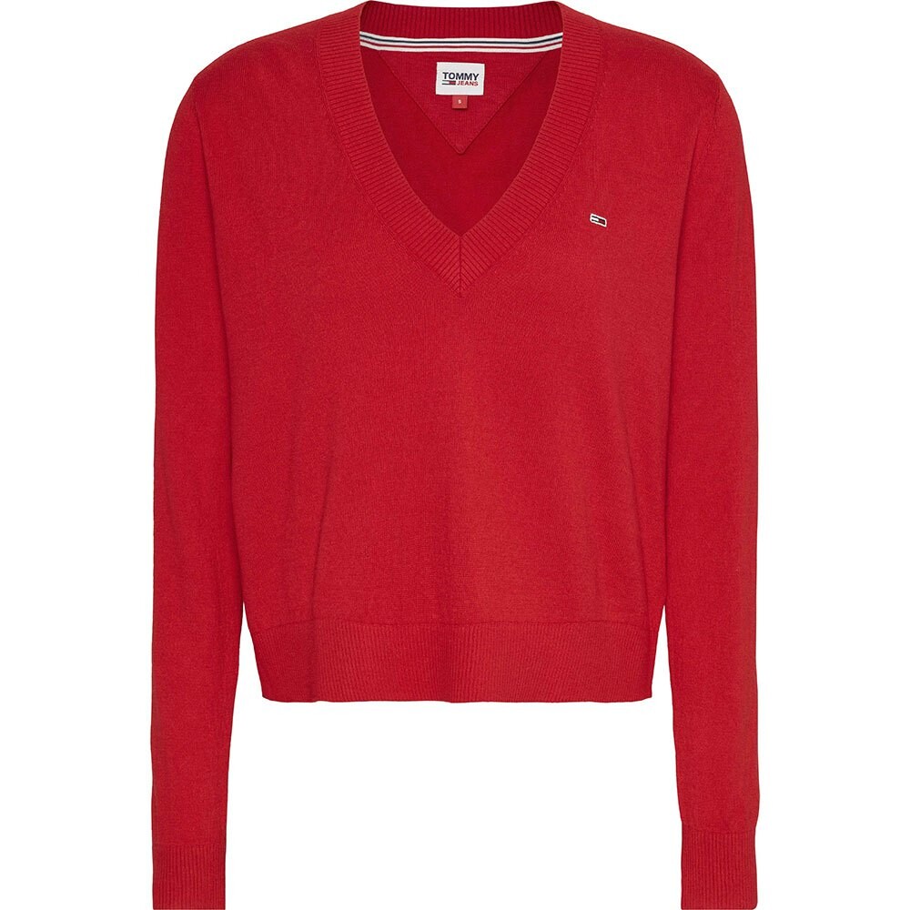 

Свитер Tommy Jeans Essential V V Neck, красный
