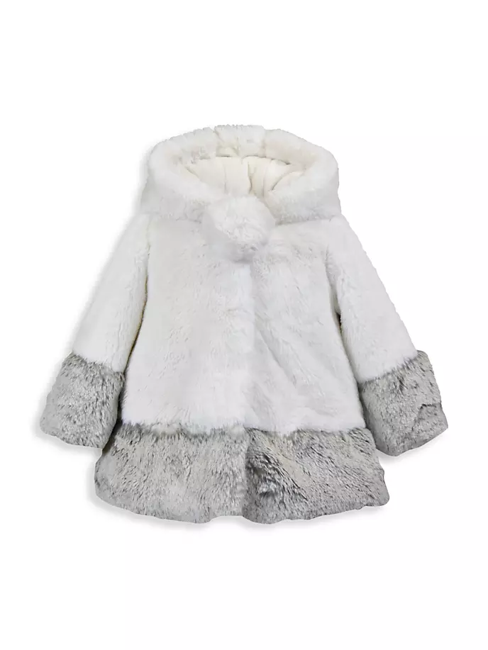 Пальто трапециевидной формы из искусственного меха American Widgeon с цветными блоками для малышей, маленьких девочек и девочек Widgeon, серый