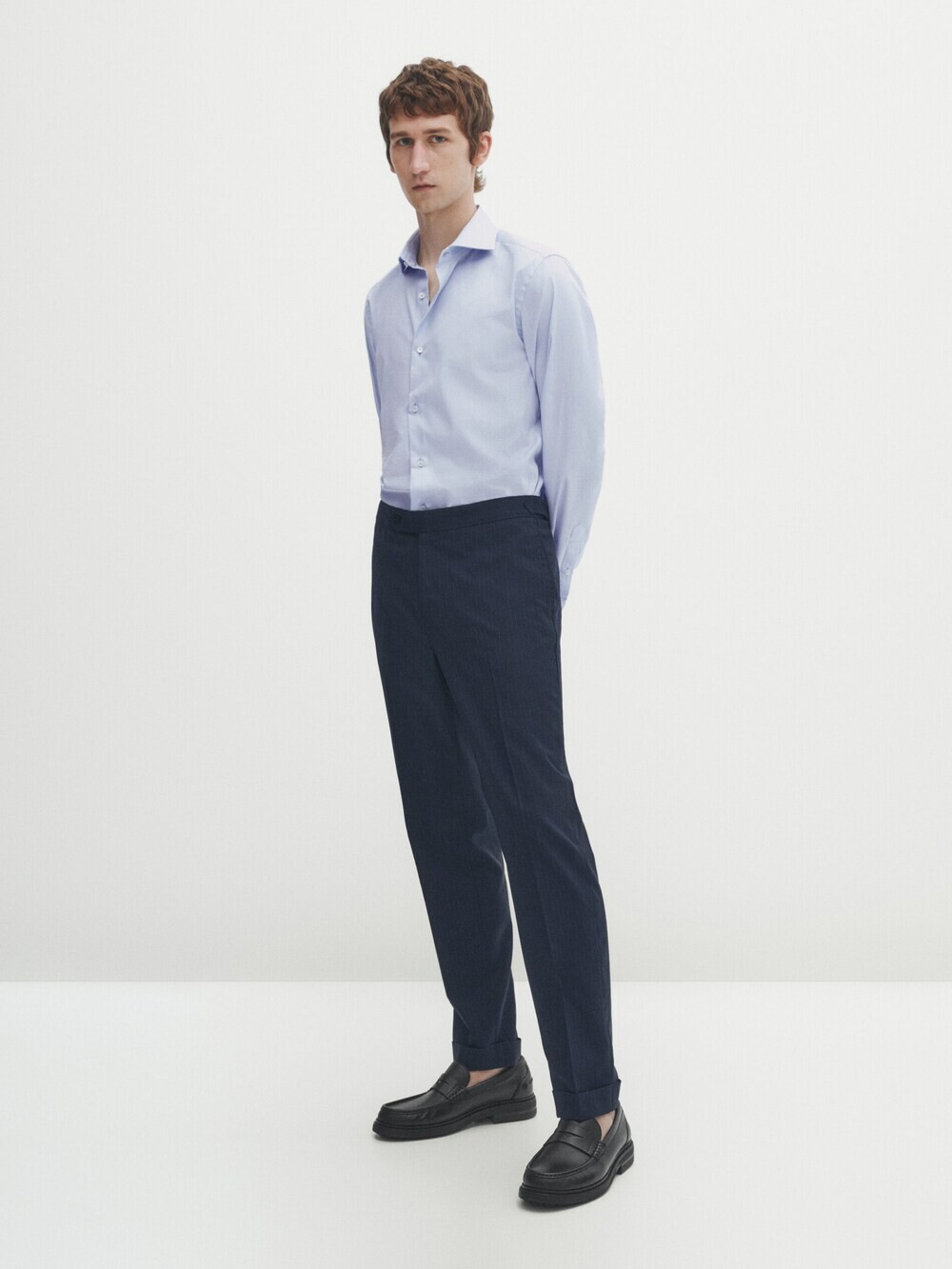 

Рубашка облегающего кроя easy iron Massimo Dutti, синий