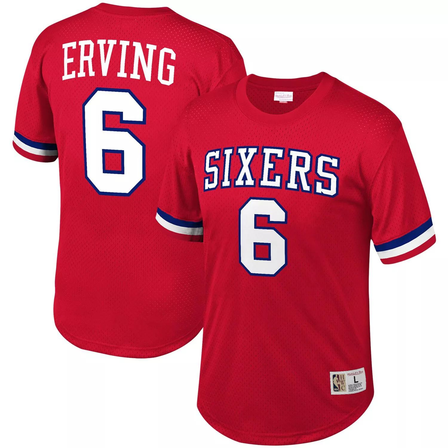 Мужская красная сетчатая футболка Mitchell & Ness Julius Erving Philadelphia 76ers