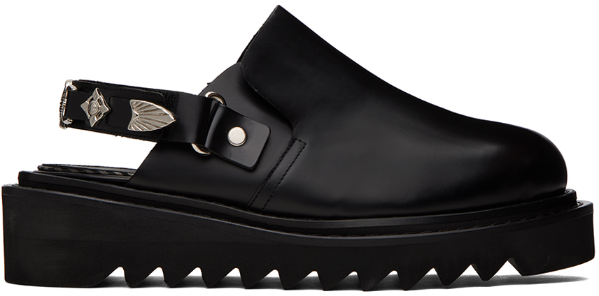 Черные лоферы с пяткой на пятке Toga Virilis кожаные ботинки с декором concho toga virilis черный