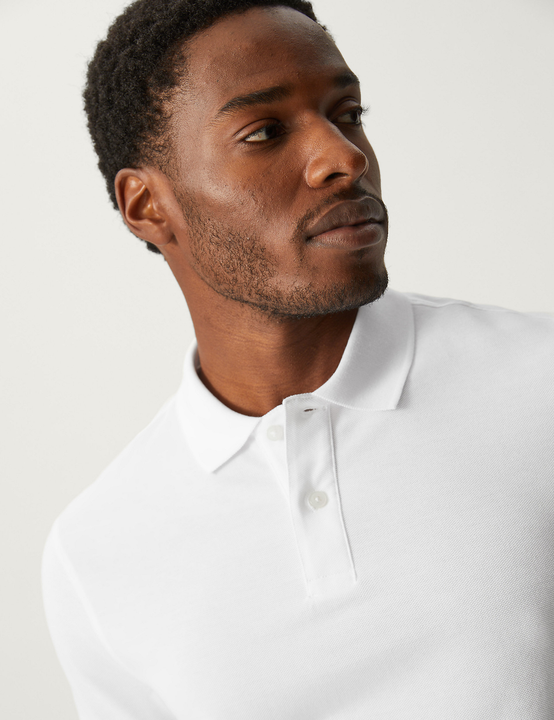 Рубашка поло из чистого хлопка пике Marks & Spencer, белый