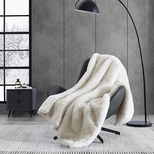 

Одеяло из искусственного меха с длинным ворсом Vera Wang, цвет Ivory/Cream