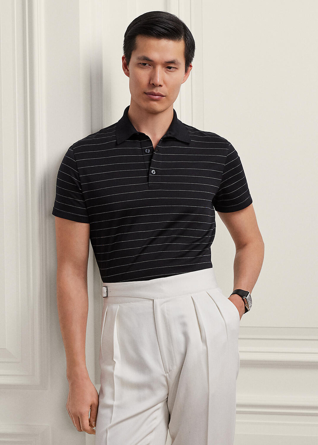 

Жаккардовая рубашка поло в тонкую полоску Ralph Lauren