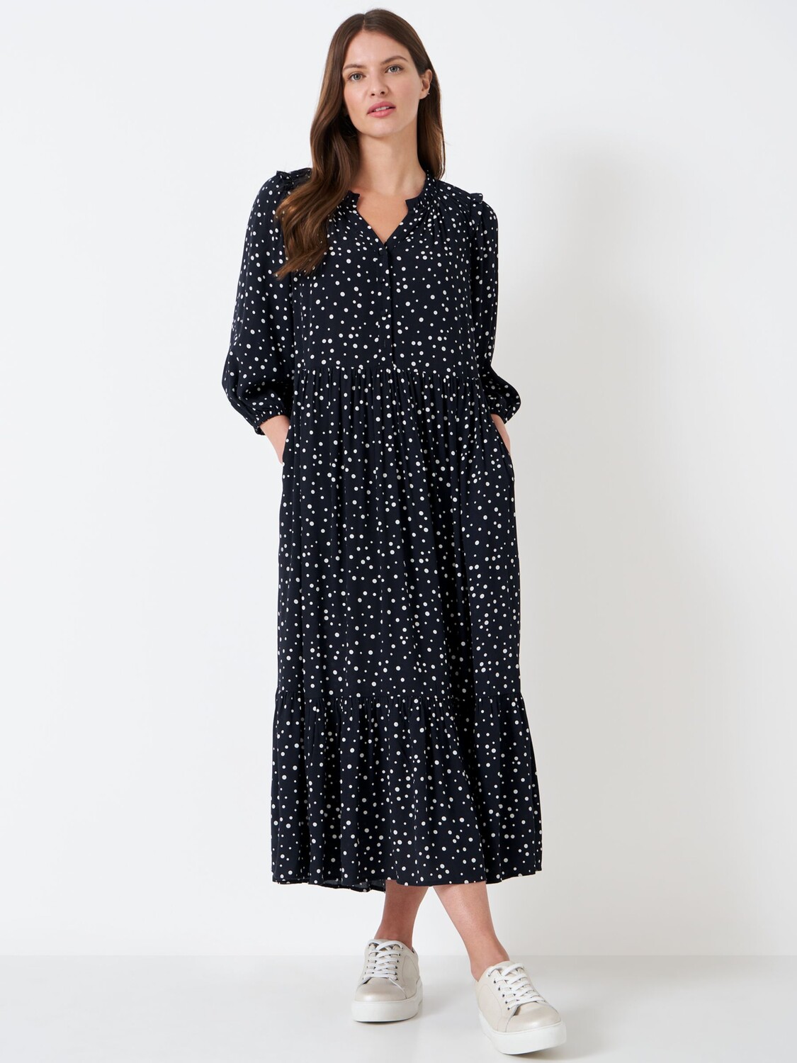 

Crew Clothing Платье миди Annabel с точечным принтом, темно-синий