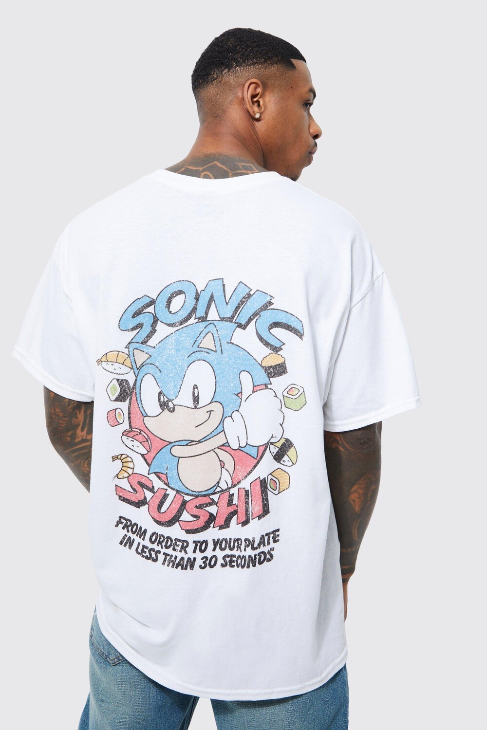 

Футболка оверсайз sonic license Boohoo, белый