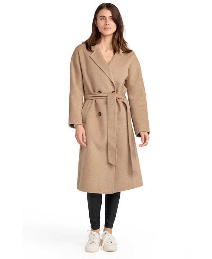 Женское стоящее пальто с поясом Belle & Bloom, тан/бежевый oxo2 чёрное двубортное пальто с поясом oxo2