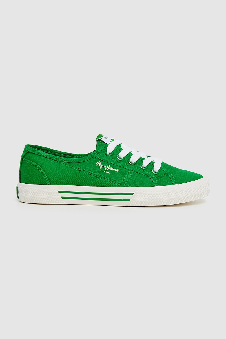 Текстильные кроссовки на шнурках Pepe Jeans London, зеленый футболка pepe jeans размер 12 лет зеленый