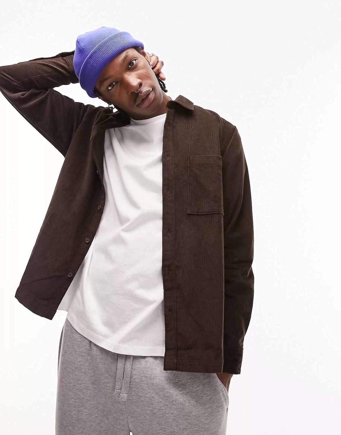 

Вельветовая рубашка Topman шоколадно-коричневого цвета