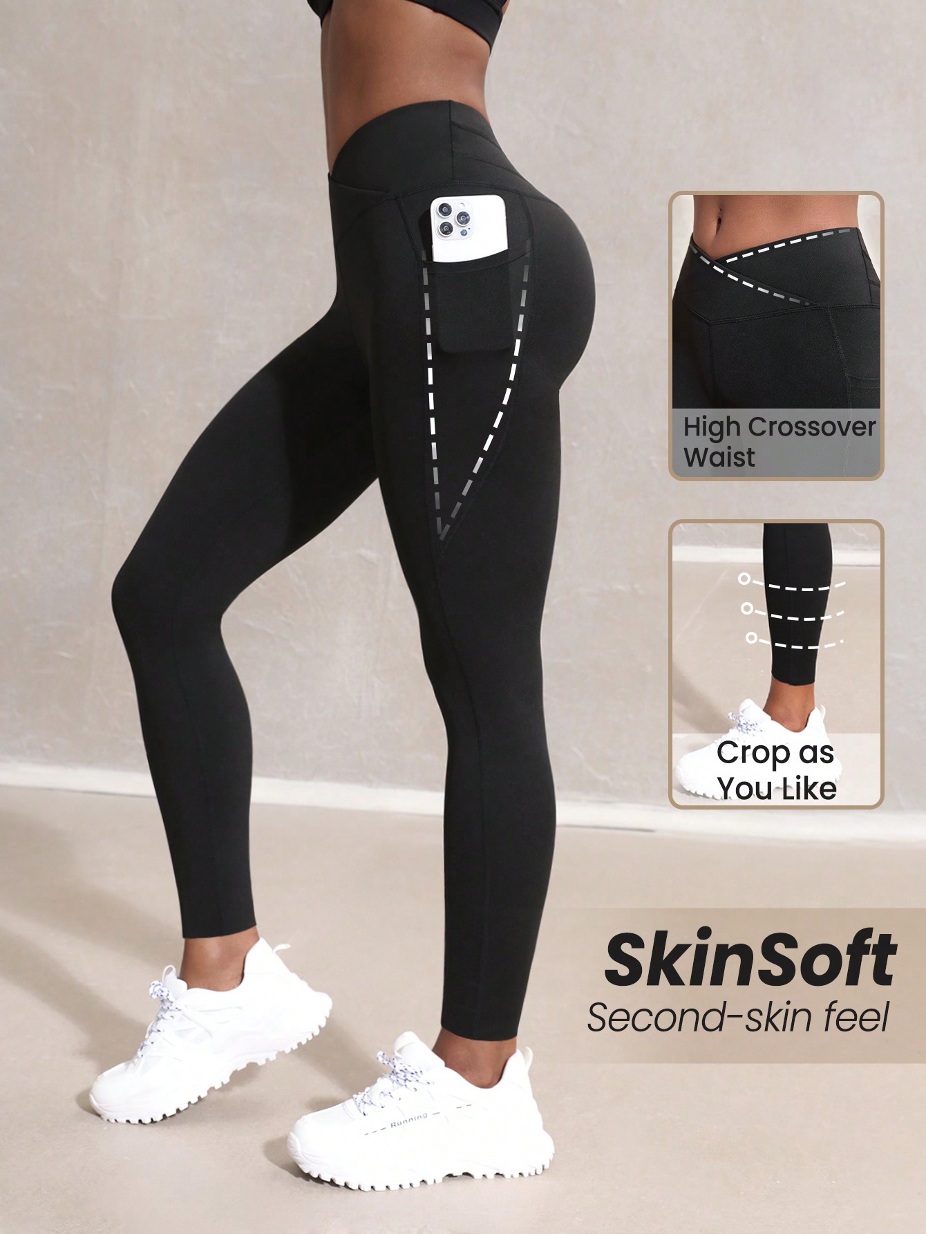 цена SHEIN Женские брюки для йоги с завышенной талией для отдыха, черный