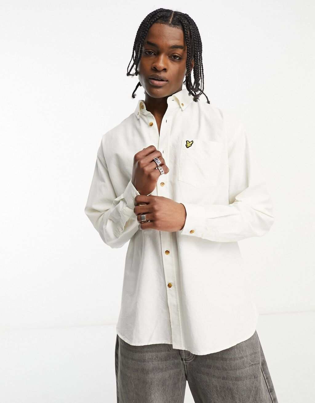 

Белая оксфордская рубашка оверсайз Lyle & Scott
