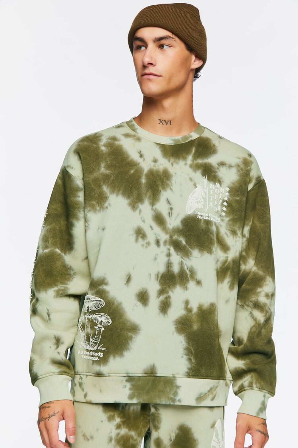 

Пуловер с графическим рисунком Tie-Dye Metamorph Forever 21, оливковый, Зеленый