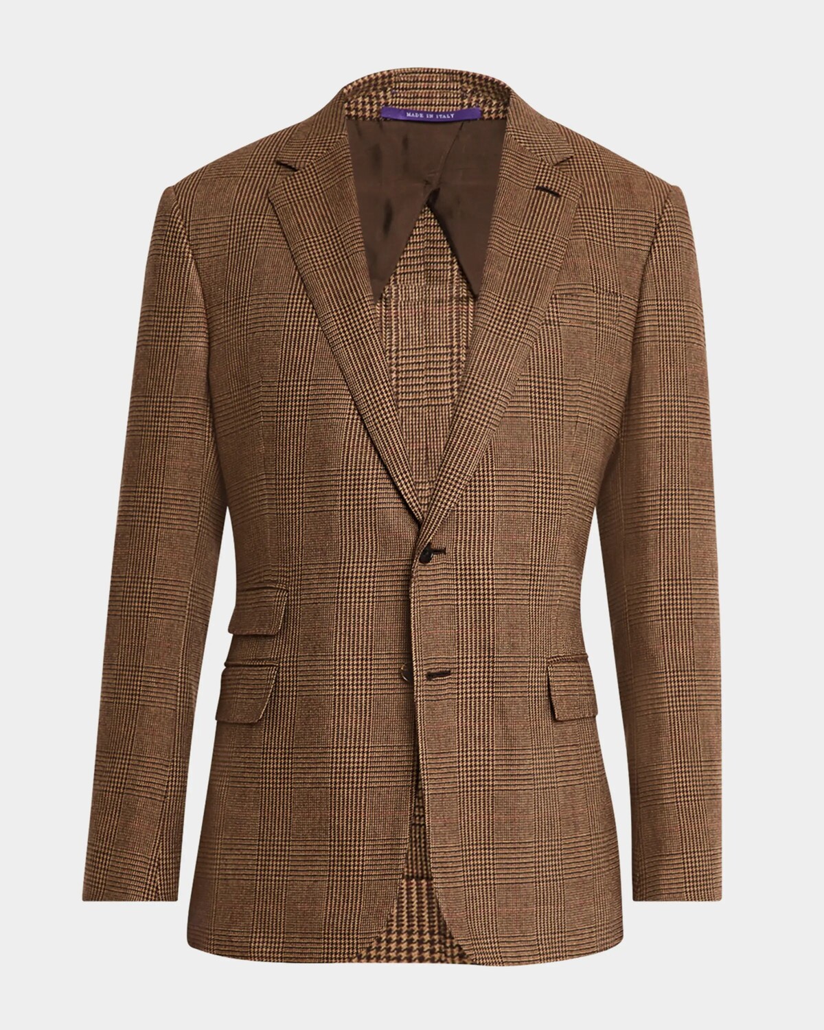 

Мужской пиджак в клетку ручной работы Kent ручной работы Ralph Lauren Purple Label, коричневый/красный