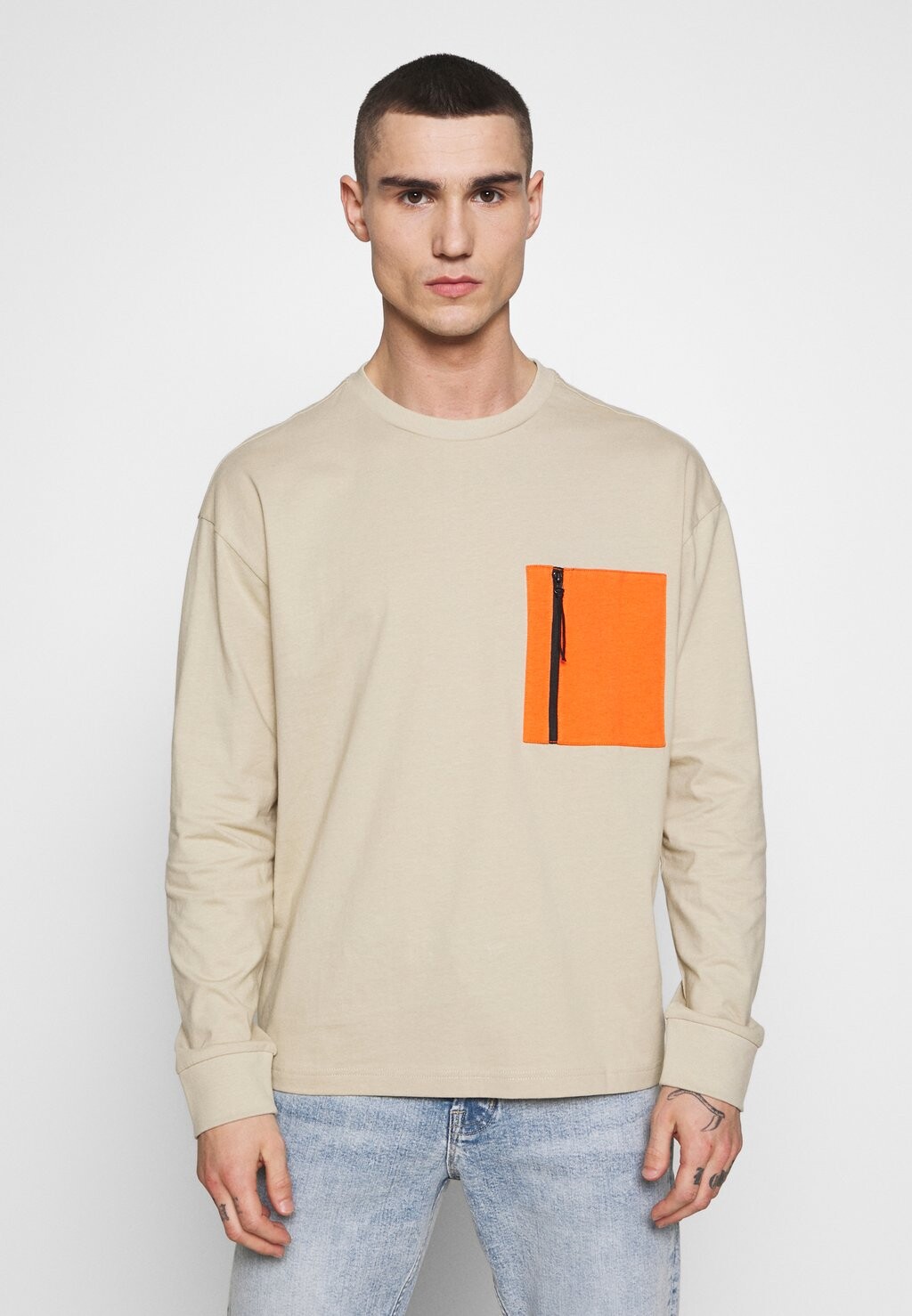 

Топ с длинными рукавами BOXY BIG CONTRAST POCKET Urban Classics, серый