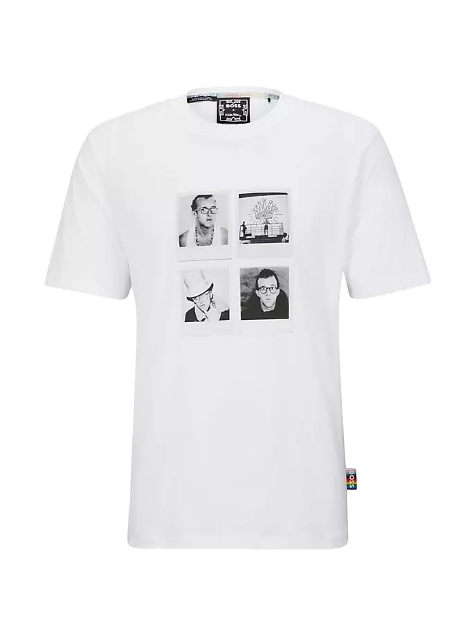 

Гендерно-нейтральная футболка Boss x Keith Haring с фотографией Boss, белый